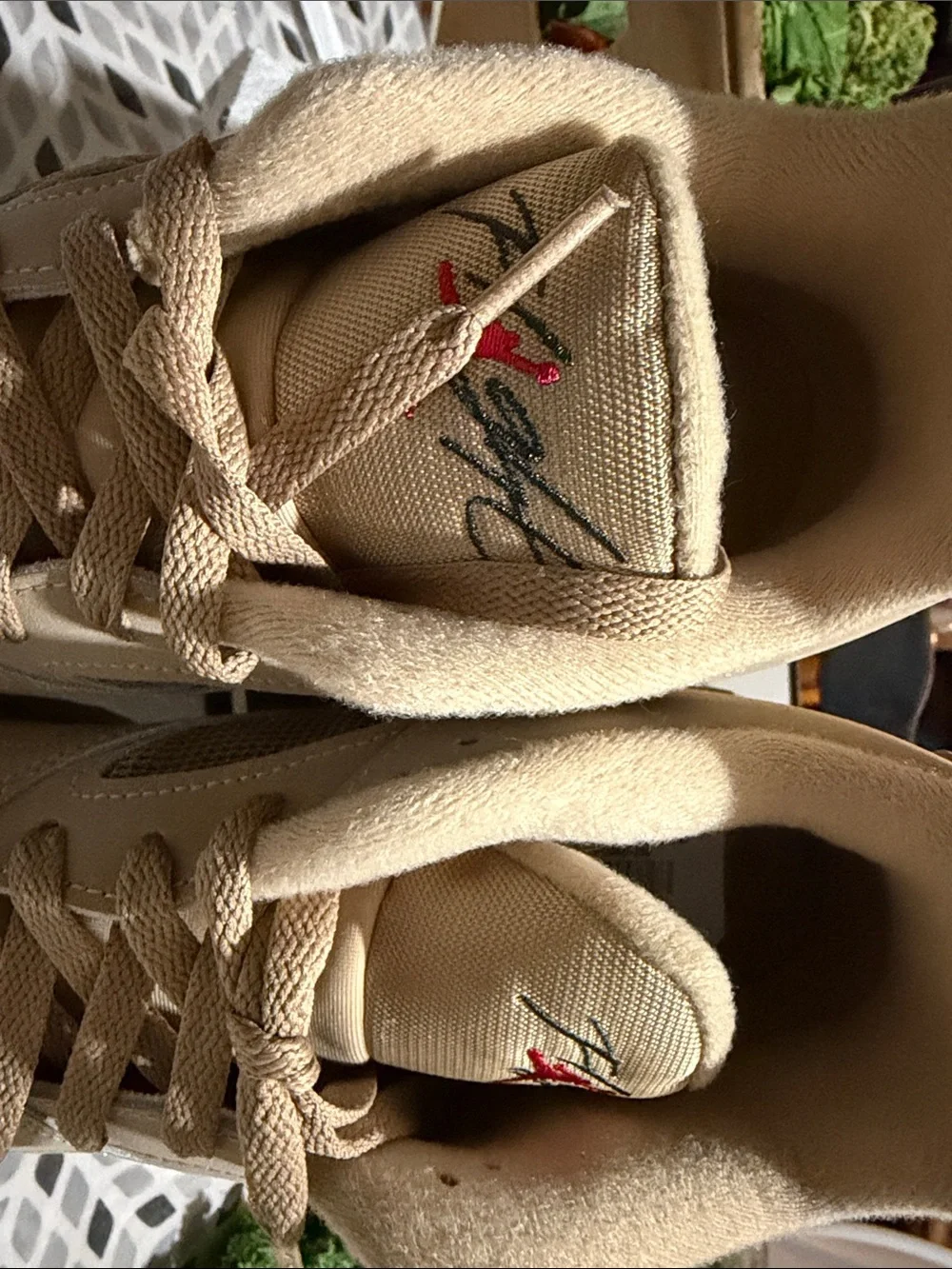 Nike Kids Tan Sneakers with Red Accents